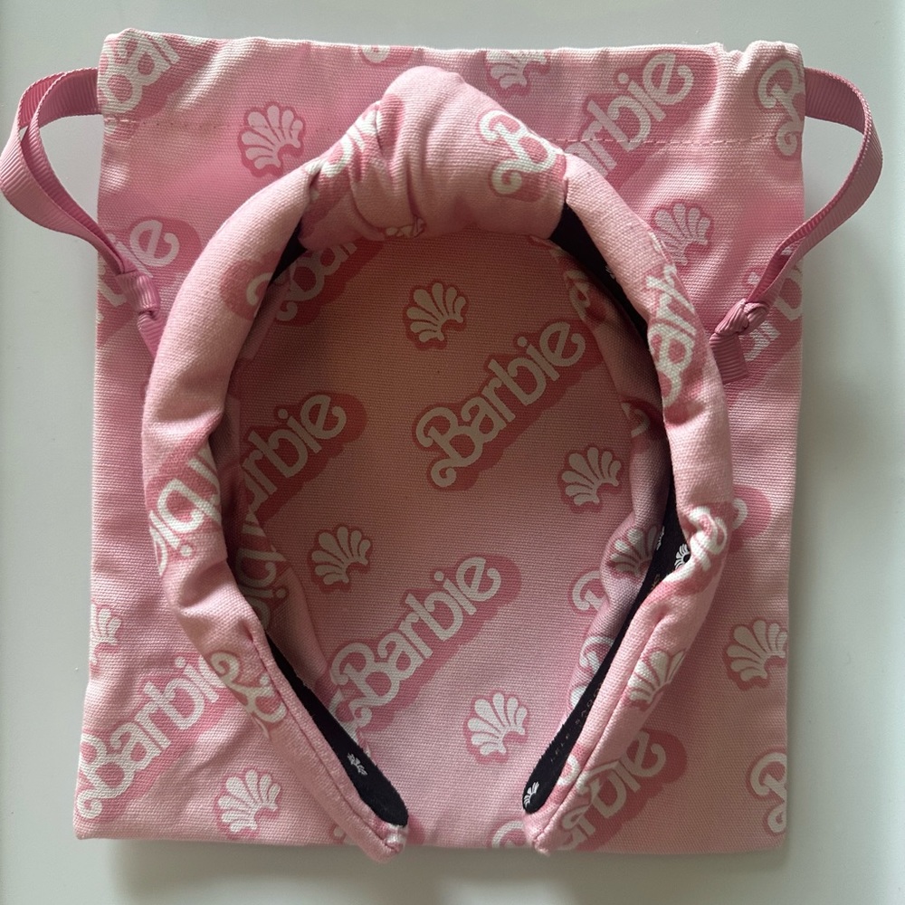 Lele Sadoughi Pink Barbie Logo Headband